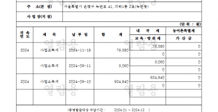 2024년 세금납부내역